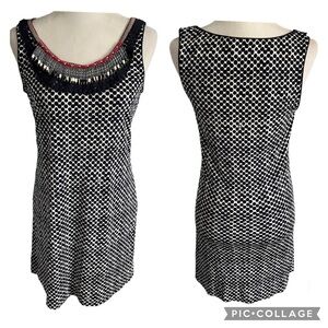 Tory Burch Silk Fringe Embellished Collar Mini Dress Medium